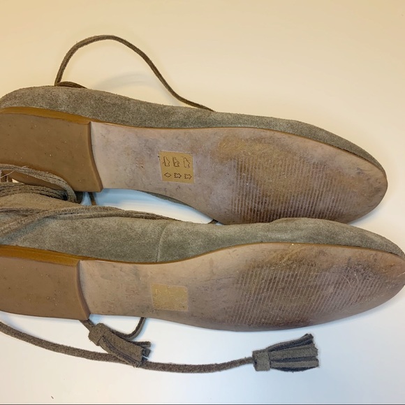 Madewell Inga Lace-Up Flats in Olive Suede - Picture 11 of 13